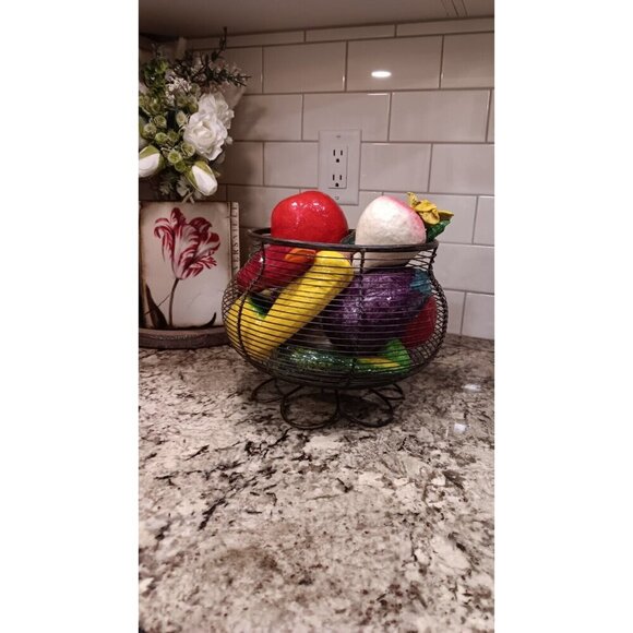 Fruit Bowl Centerpiece WITH 16 Decorative Fruit - Picture 5 of 11